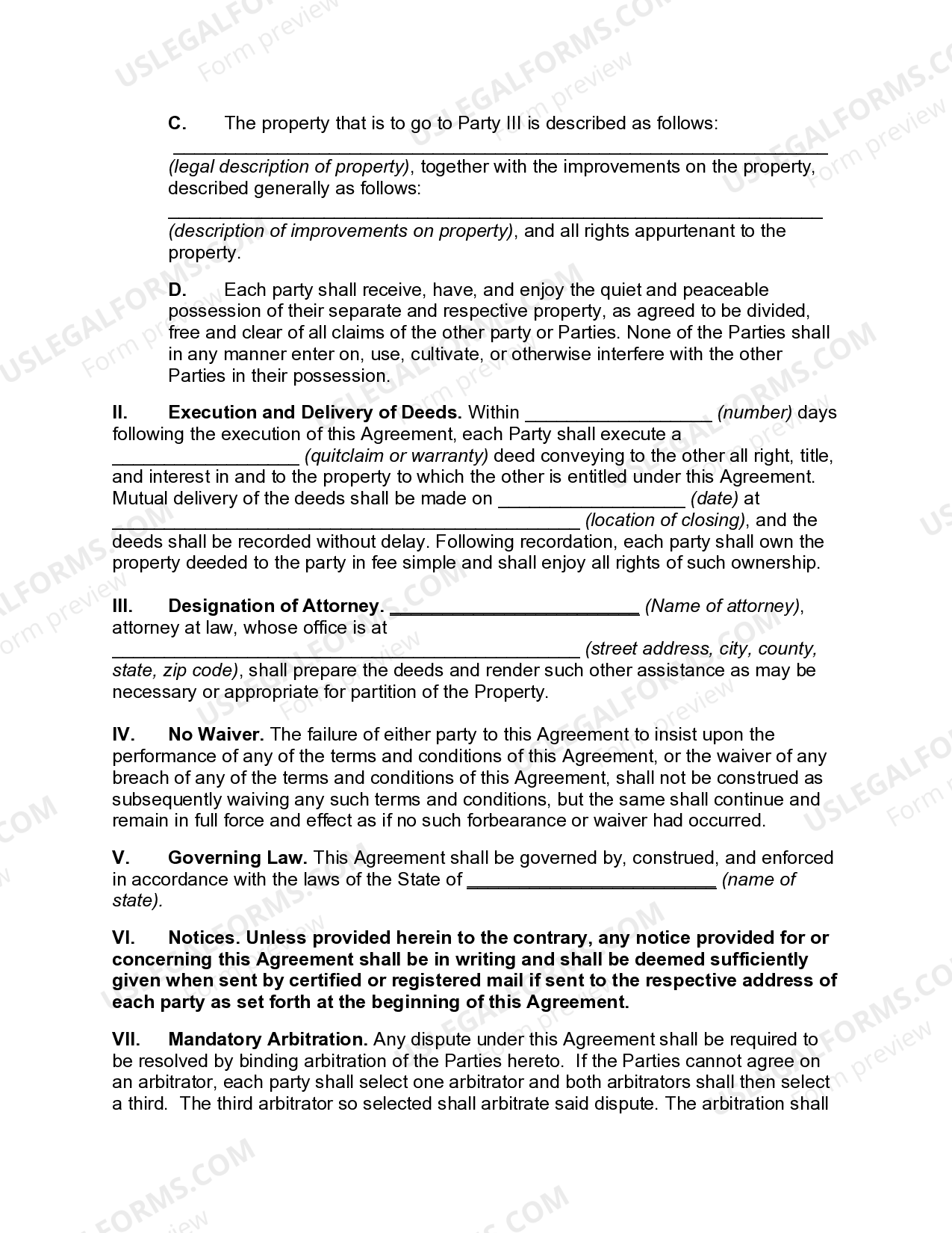 Agreement to Partition Real Property among Surviving Spouse and