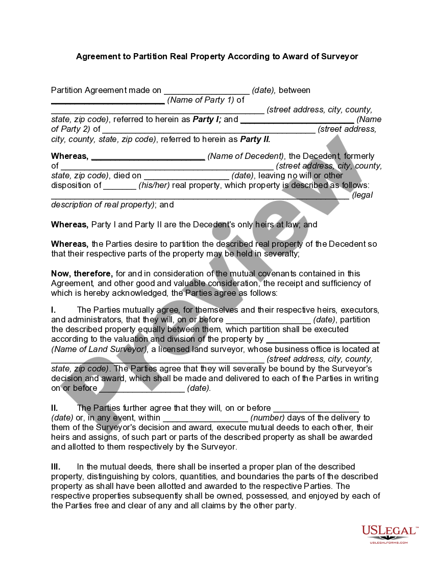 Hillsborough Florida Agreement to Partition Real Property According to