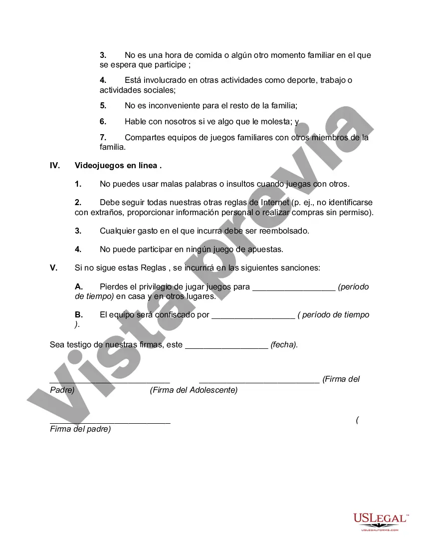 Preview Acuerdo de juego para adolescentes