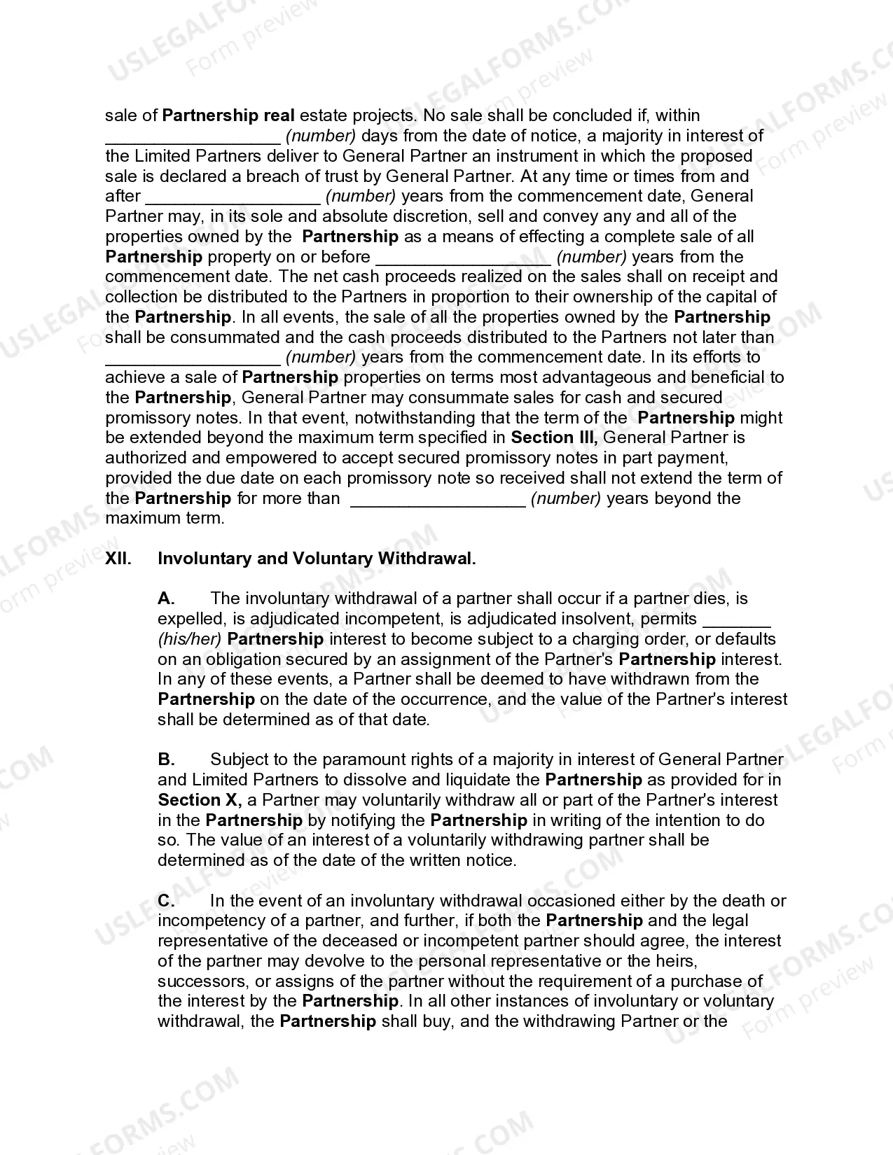 Preview Limited Partnership Agreement for Real Estate Development