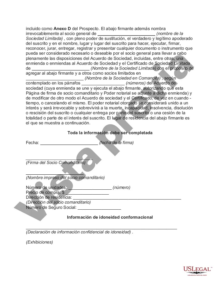 Preview Acuerdo de Suscripción sobre Sociedad Limitada