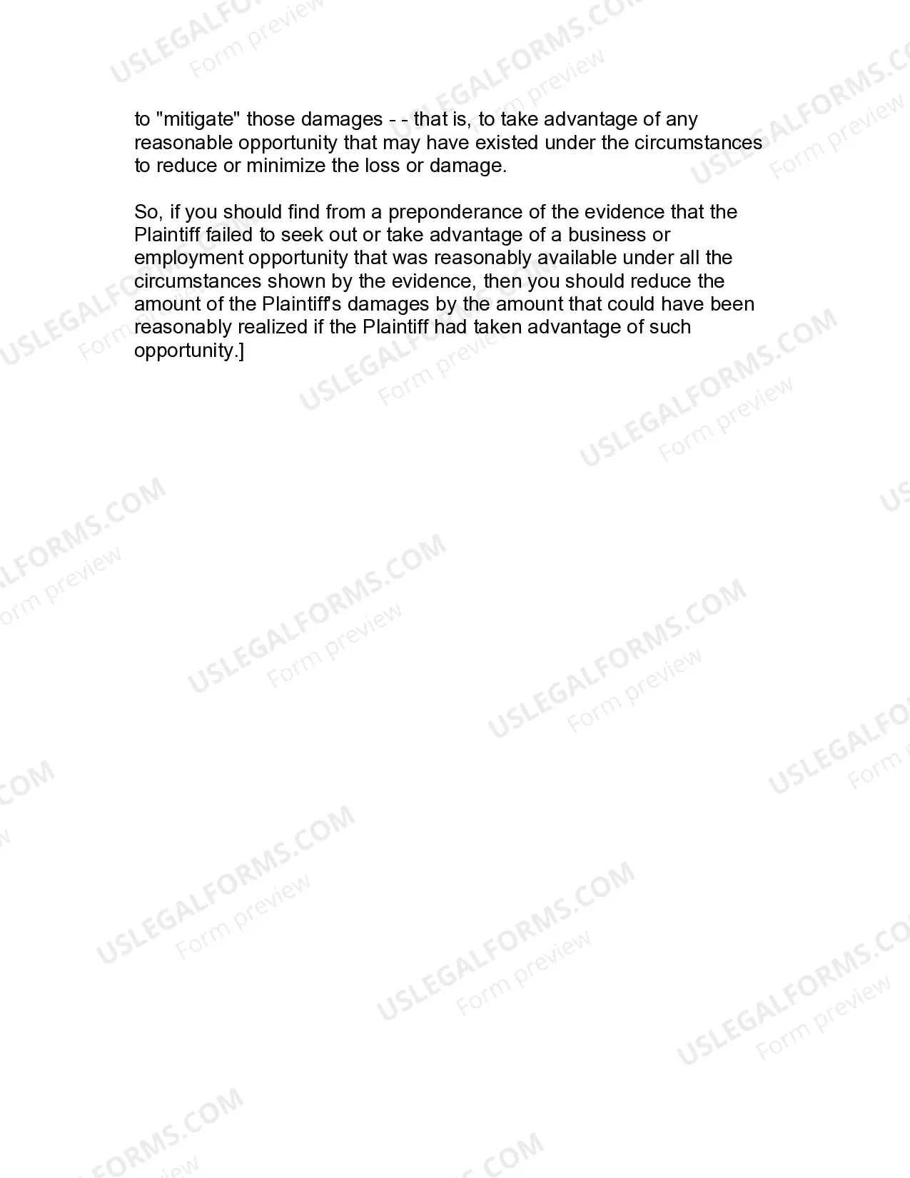 Preview Jury Instruction - 1.1 Comparative Negligence Defense