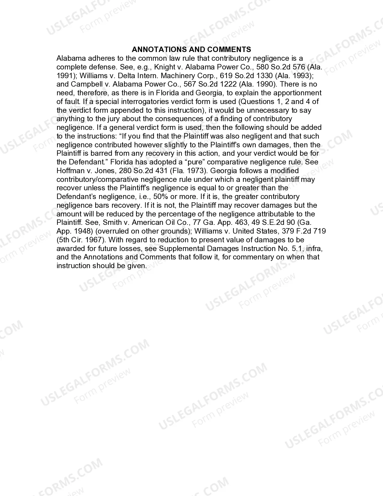 Preview Jury Instruction - 1.1 Comparative Negligence Defense