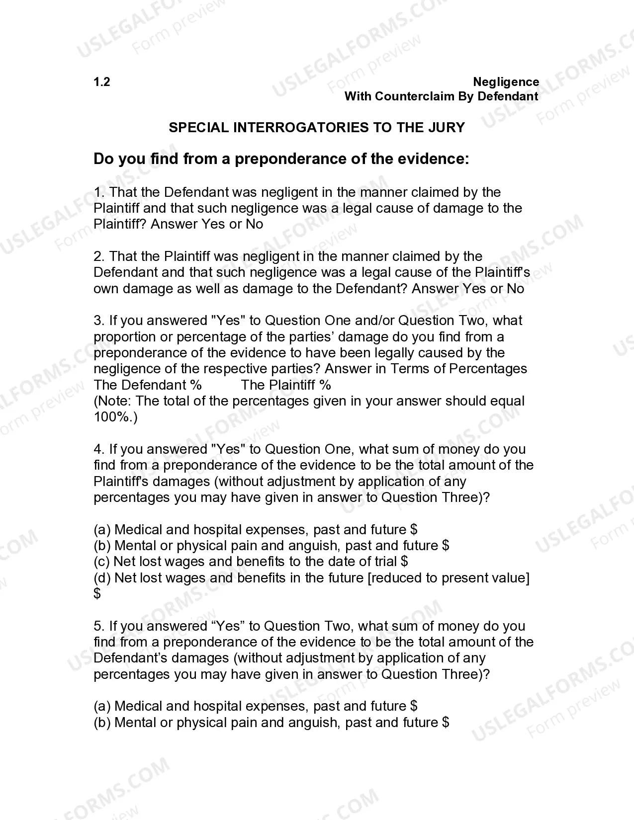 Preview Jury Instruction - 1.2 With Counterclaim By Defendant