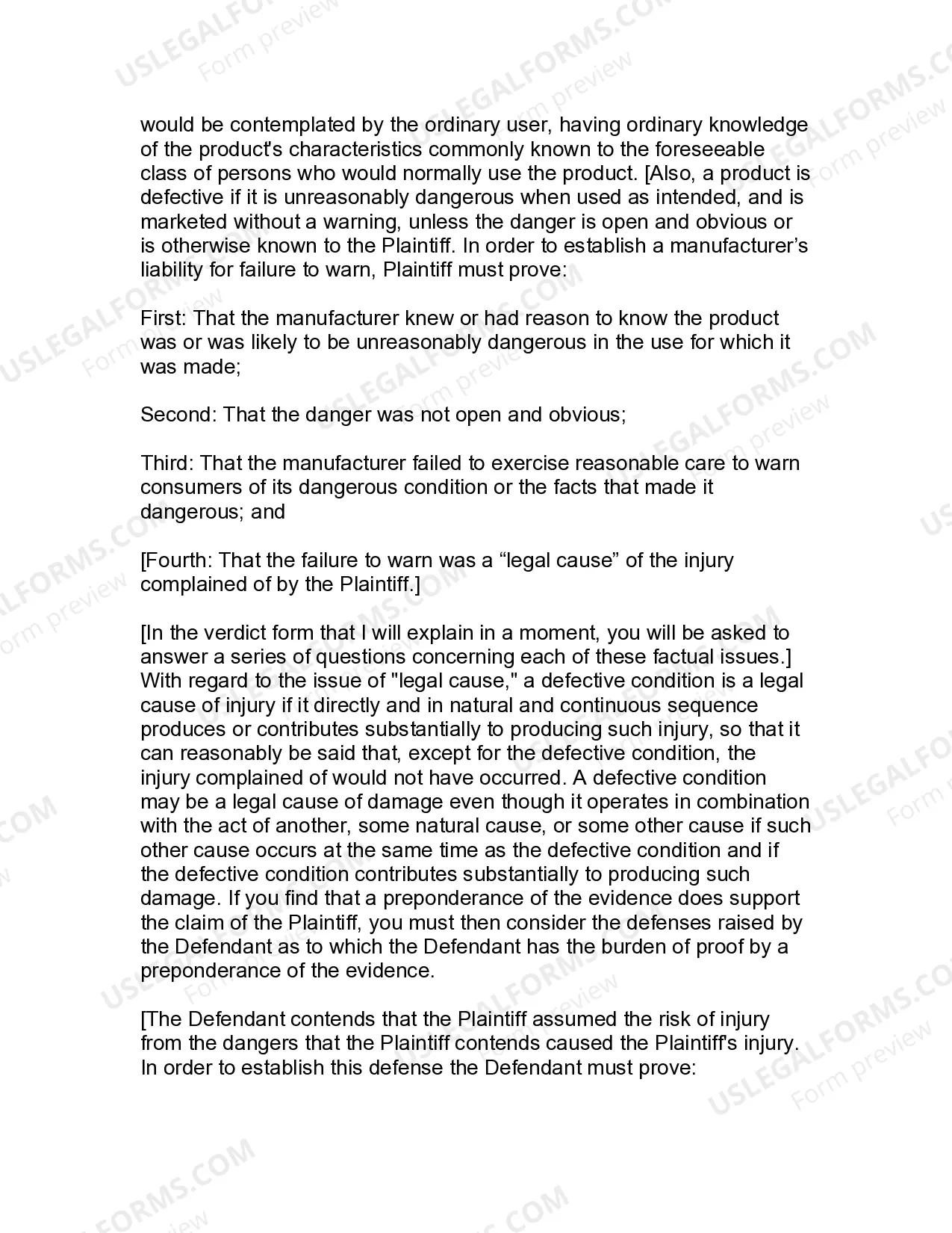 Preview Jury Instruction - 2.1 With Defenses Of Misuse And Assumption Of Risk