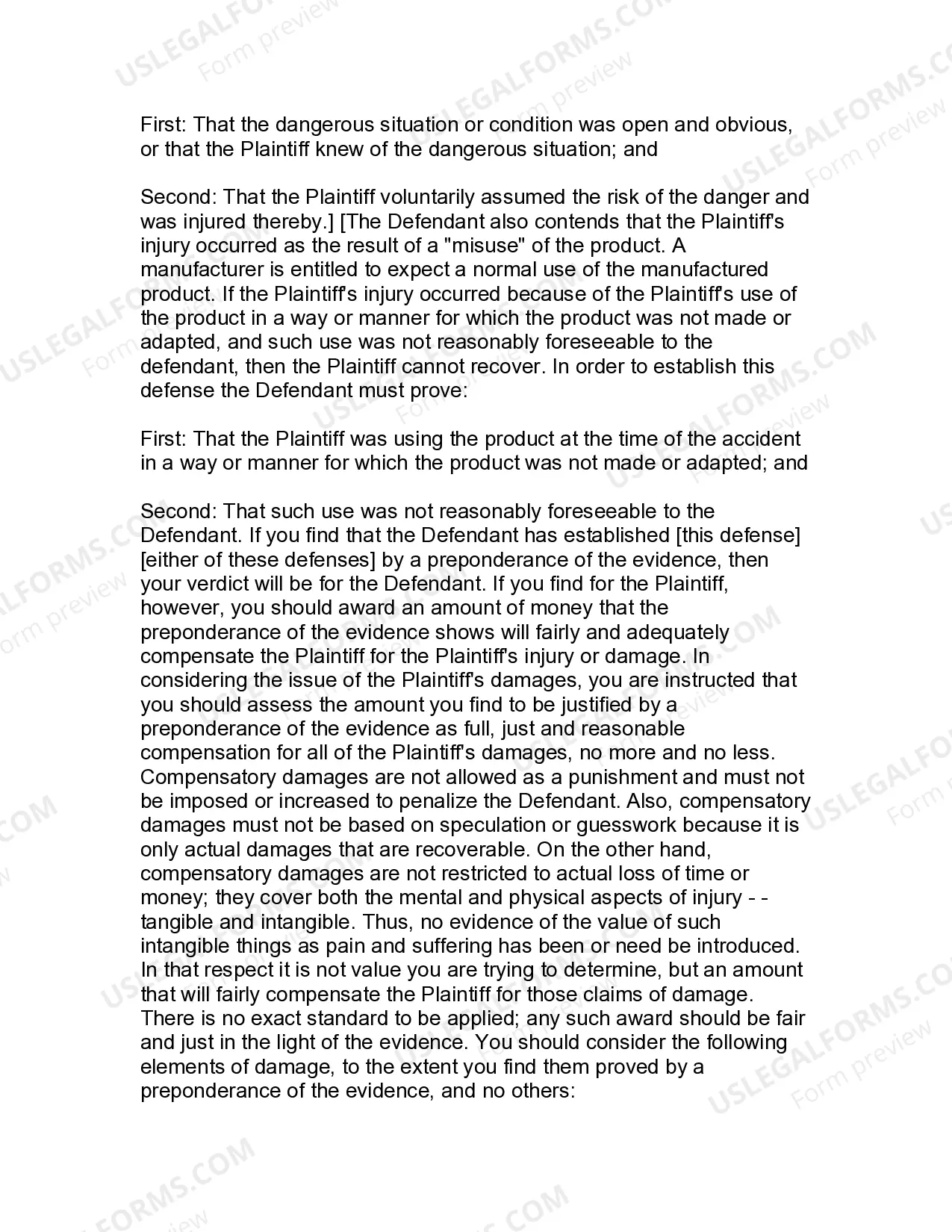 Preview Jury Instruction - 2.1 With Defenses Of Misuse And Assumption Of Risk