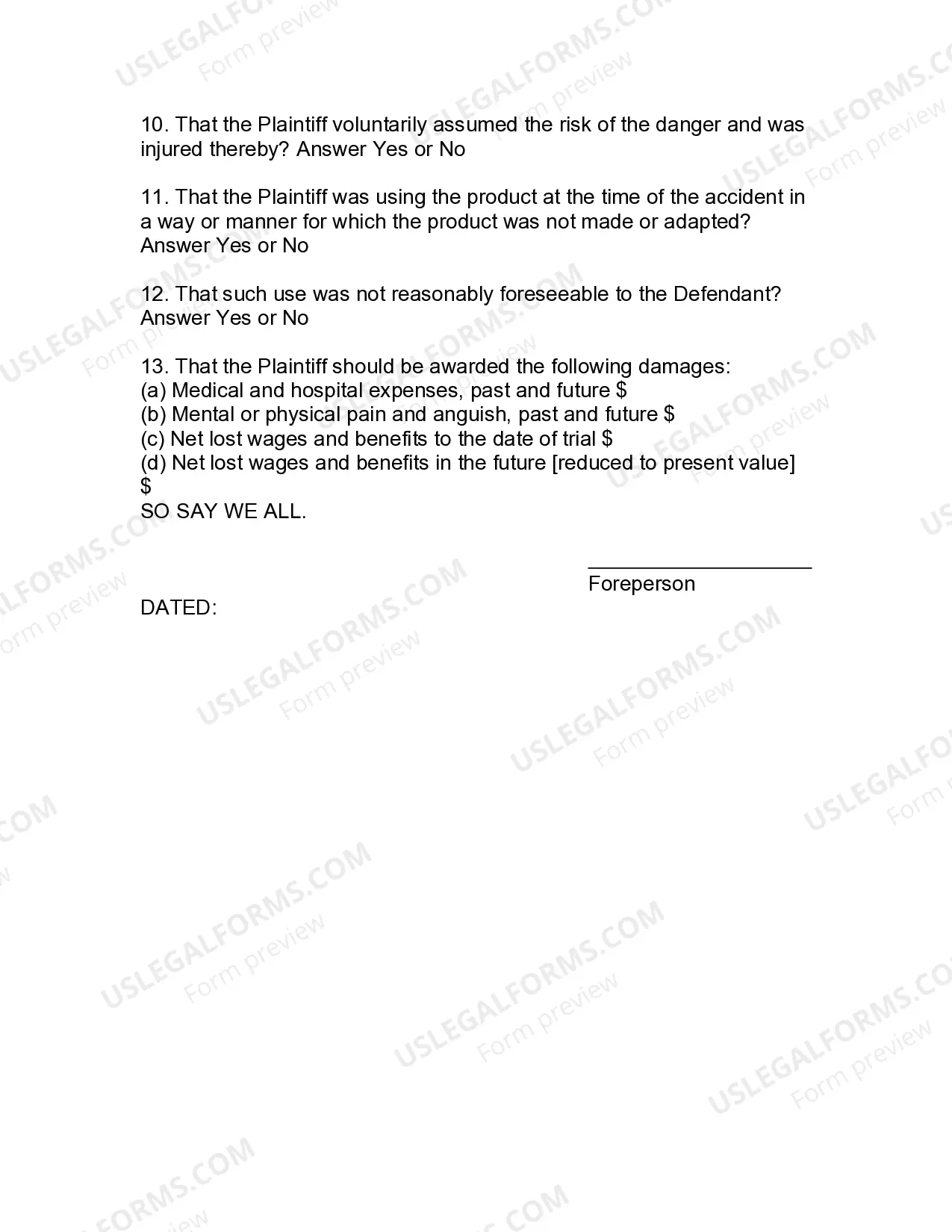 Preview Jury Instruction - 2.1 With Defenses Of Misuse And Assumption Of Risk