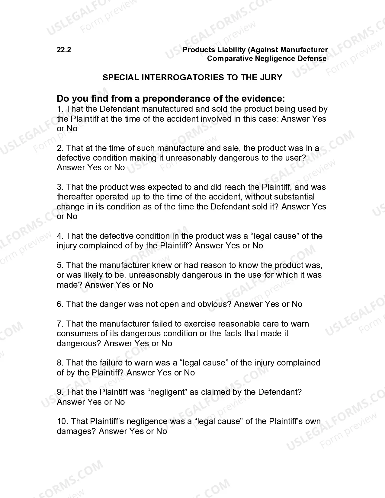 Preview Jury Instruction - 2.2 With Comparative Negligence Defense