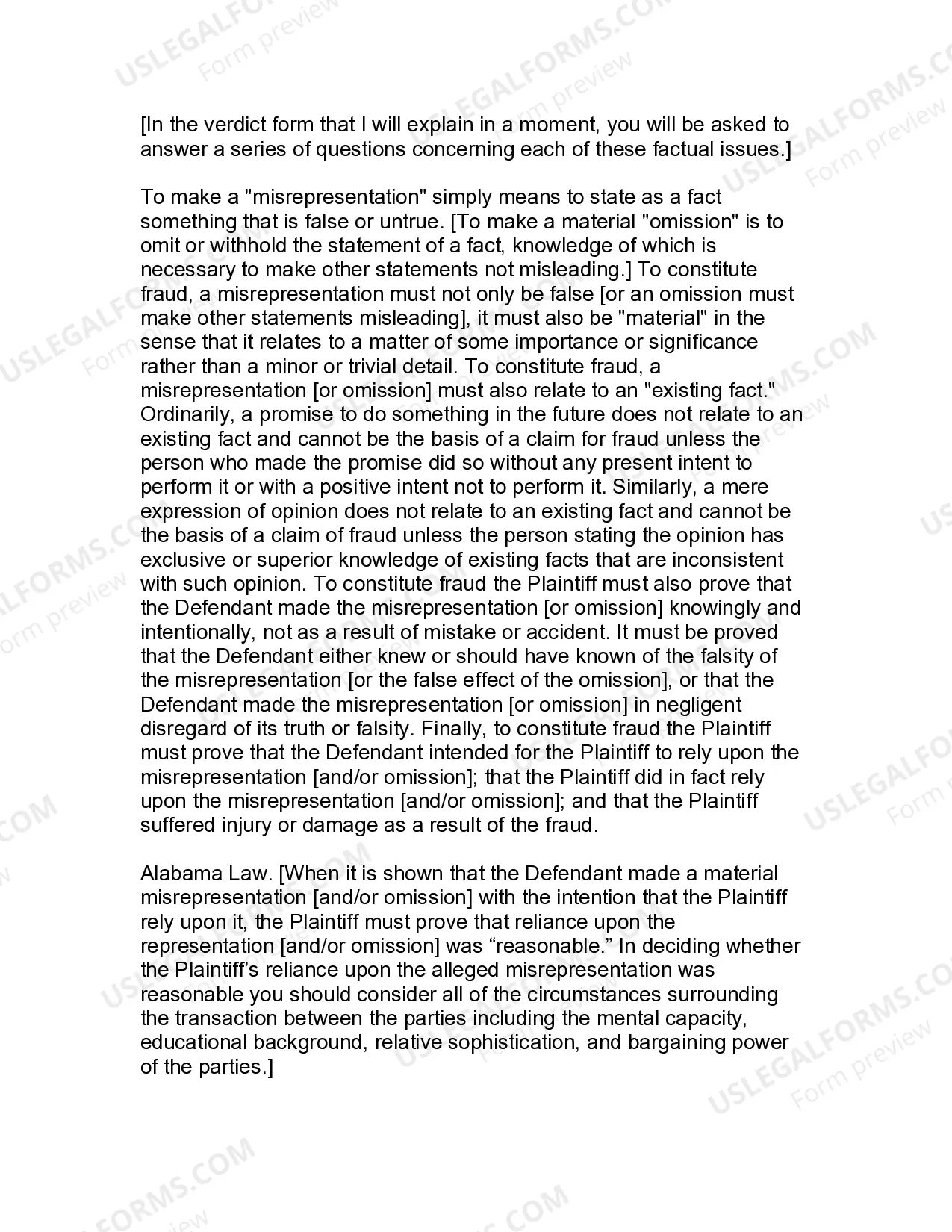 Preview Jury Instruction - 3.1 Fraud - With Defense Of Waiver