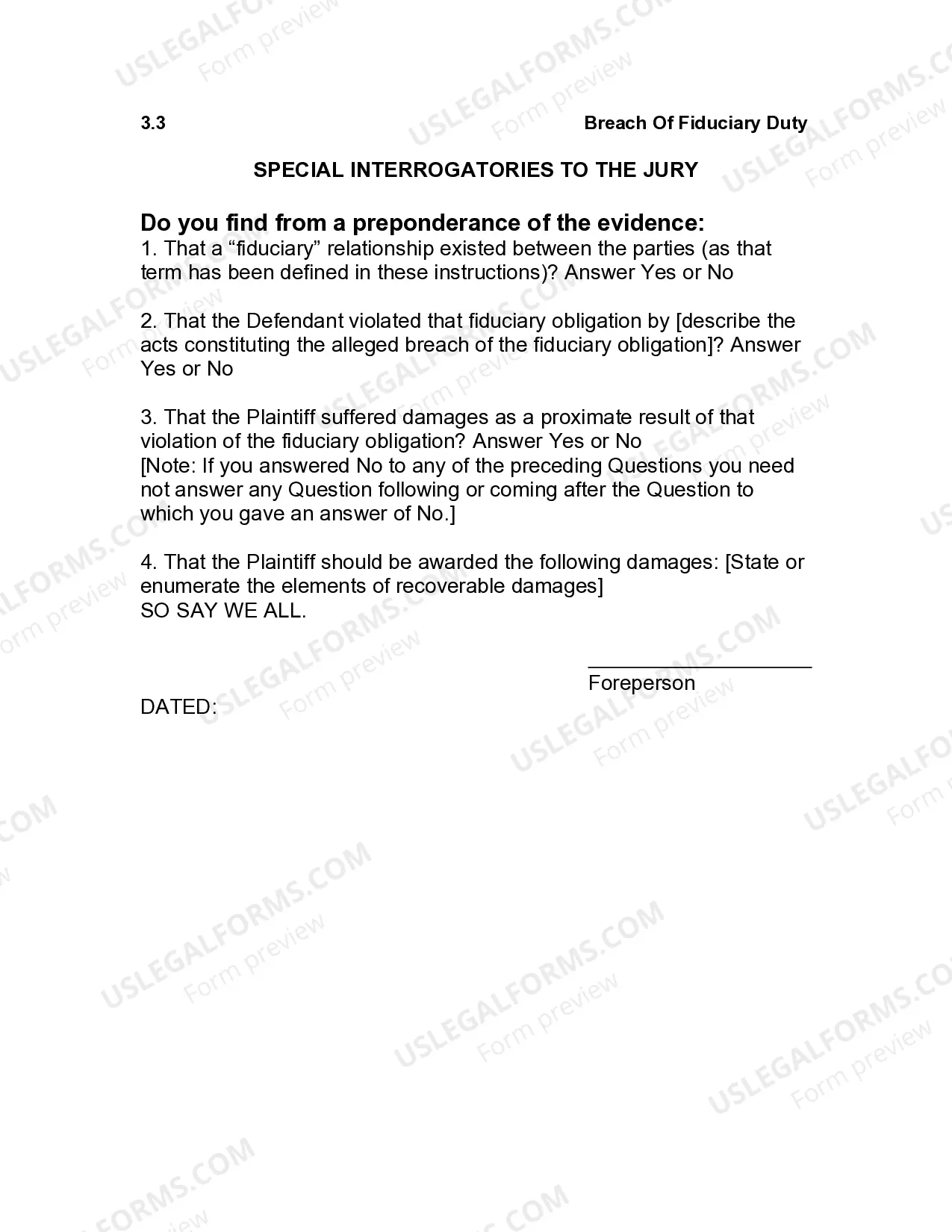 Preview Jury Instruction - 3.3 Breach of Fiduciary Duty