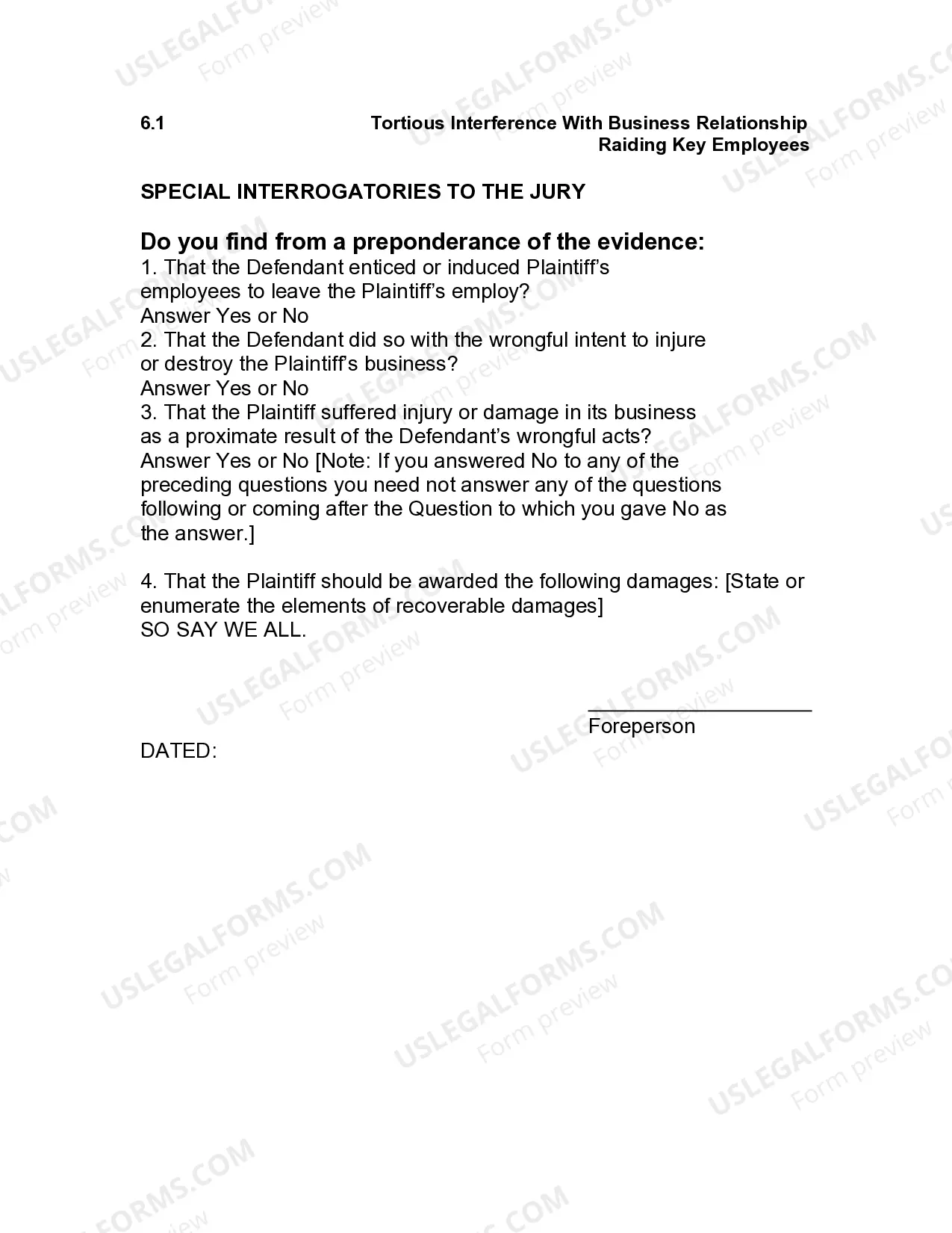 Preview Jury Instruction - 6.1 Raiding Key Employees