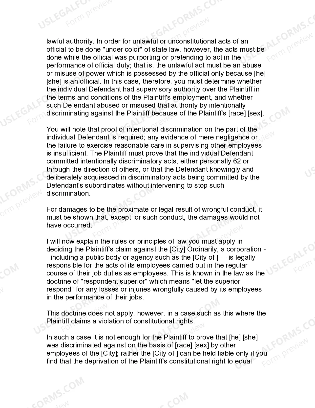 Preview Jury Instruction - 1.1.3 Public Employee Equal Protection Claim Race and or Sex Discrimination Hostile Work Environment - Separate Liability