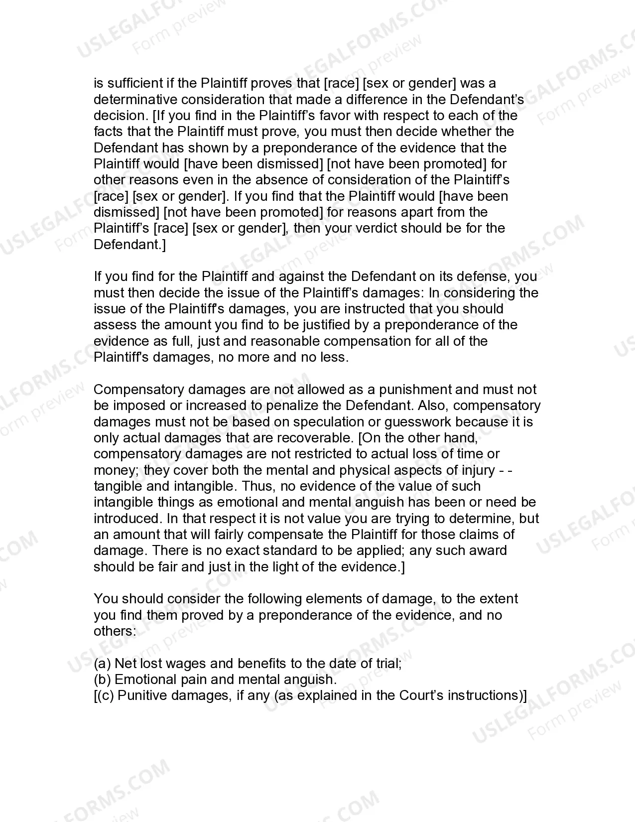 Preview Jury Instruction - 1.2.1 Race And Or Sex Discrimination Discharge - Failure To Promote Including - Same Decision Defense