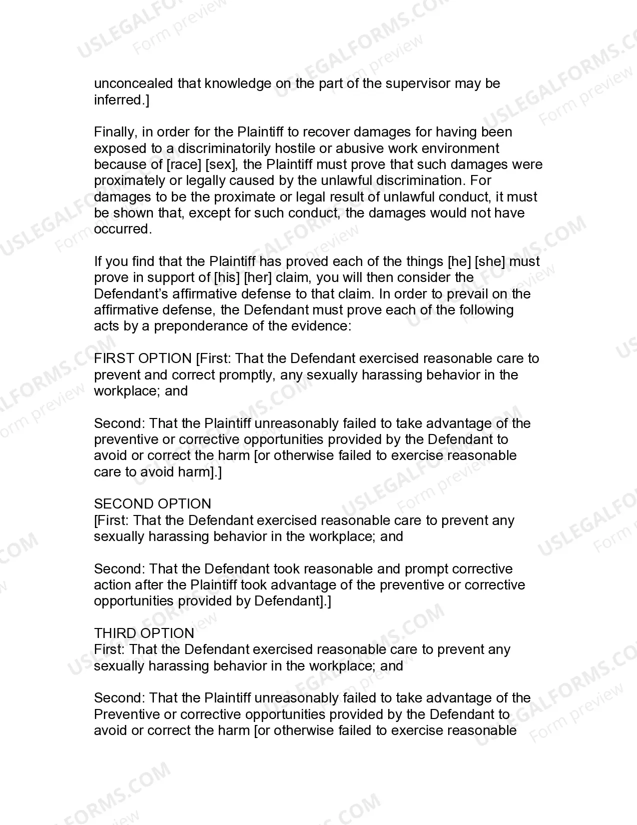 Preview Jury Instruction - 1.2.2 Race And Or Sex Discrimination Hostile Work Environment Created Or Permitted By Supervisor - With Affirmative Defense By Employer
