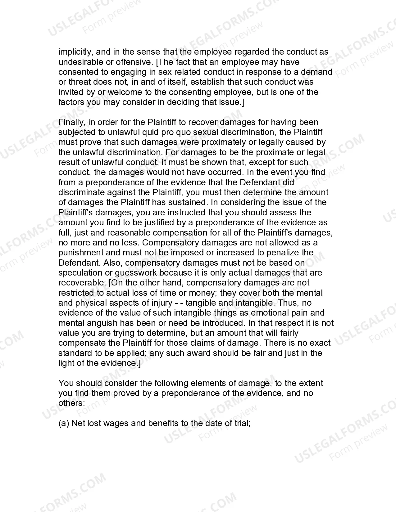Preview Jury Instruction - 1.2.3 Sex Discrimination Quid Pro Quo Violation