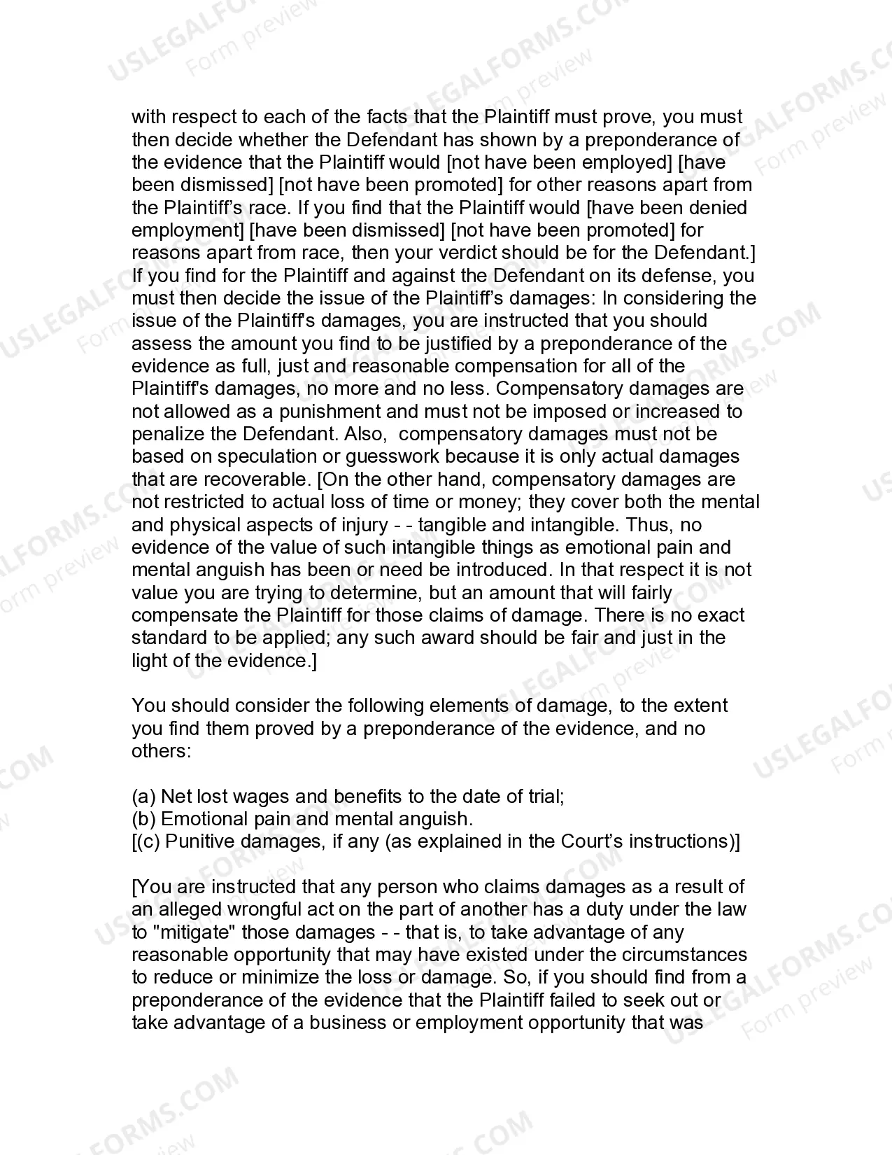 Preview Jury Instruction - 1.3.1 Civil Rights Act 42 USC Sect.1981 Race Discrimination In Employment Discharge - Failure To Promote General Instruction