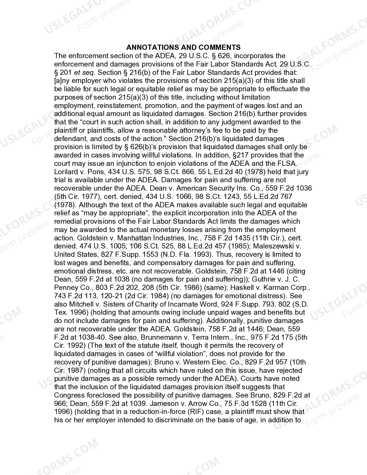 Preview Jury Instruction - 1.4.1 Age Discrimination In Employment Act 29 USC Sect.621 - 634 General Instruction
