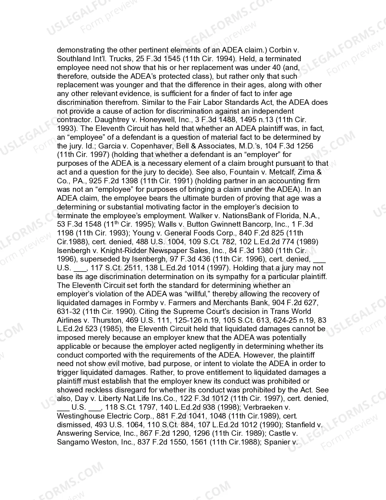 Preview Jury Instruction - 1.4.1 Age Discrimination In Employment Act 29 USC Sect.621 - 634 General Instruction