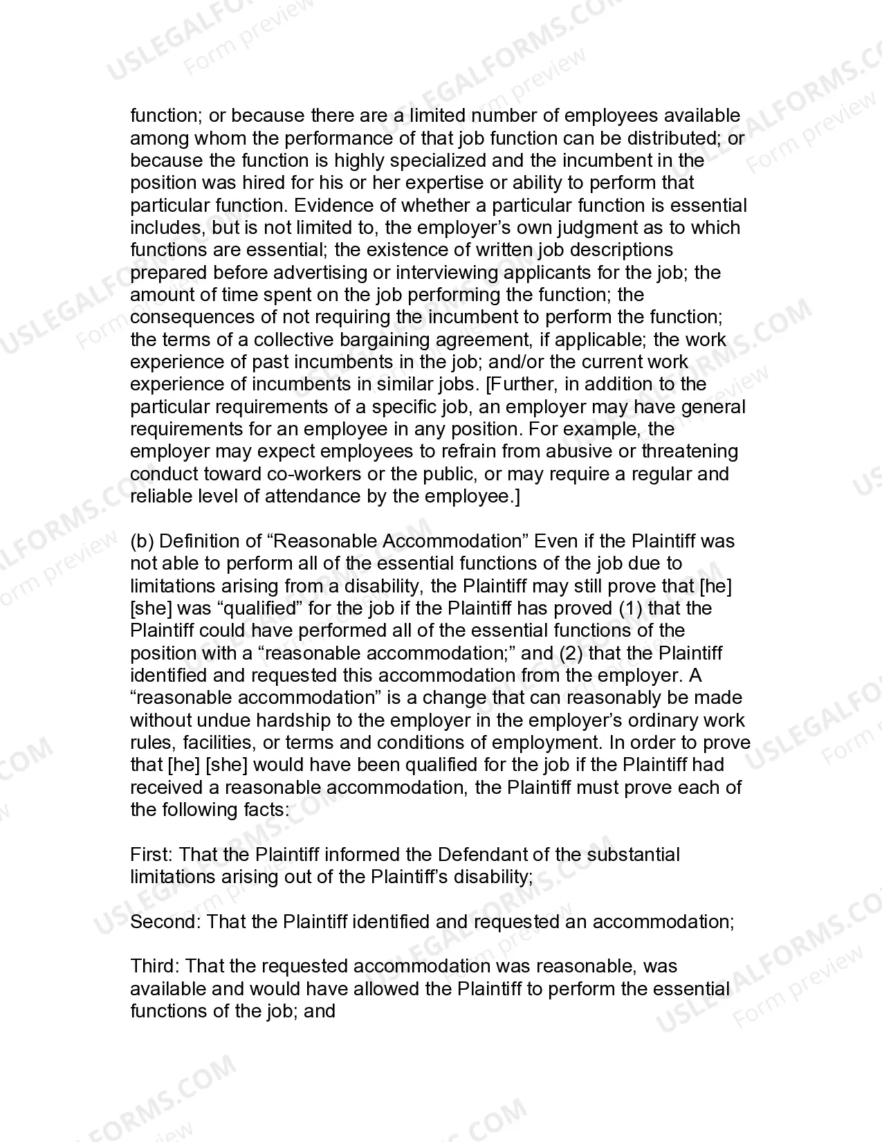 Preview Jury Instruction - 1.5.2 Reasonable Accommodation Claim