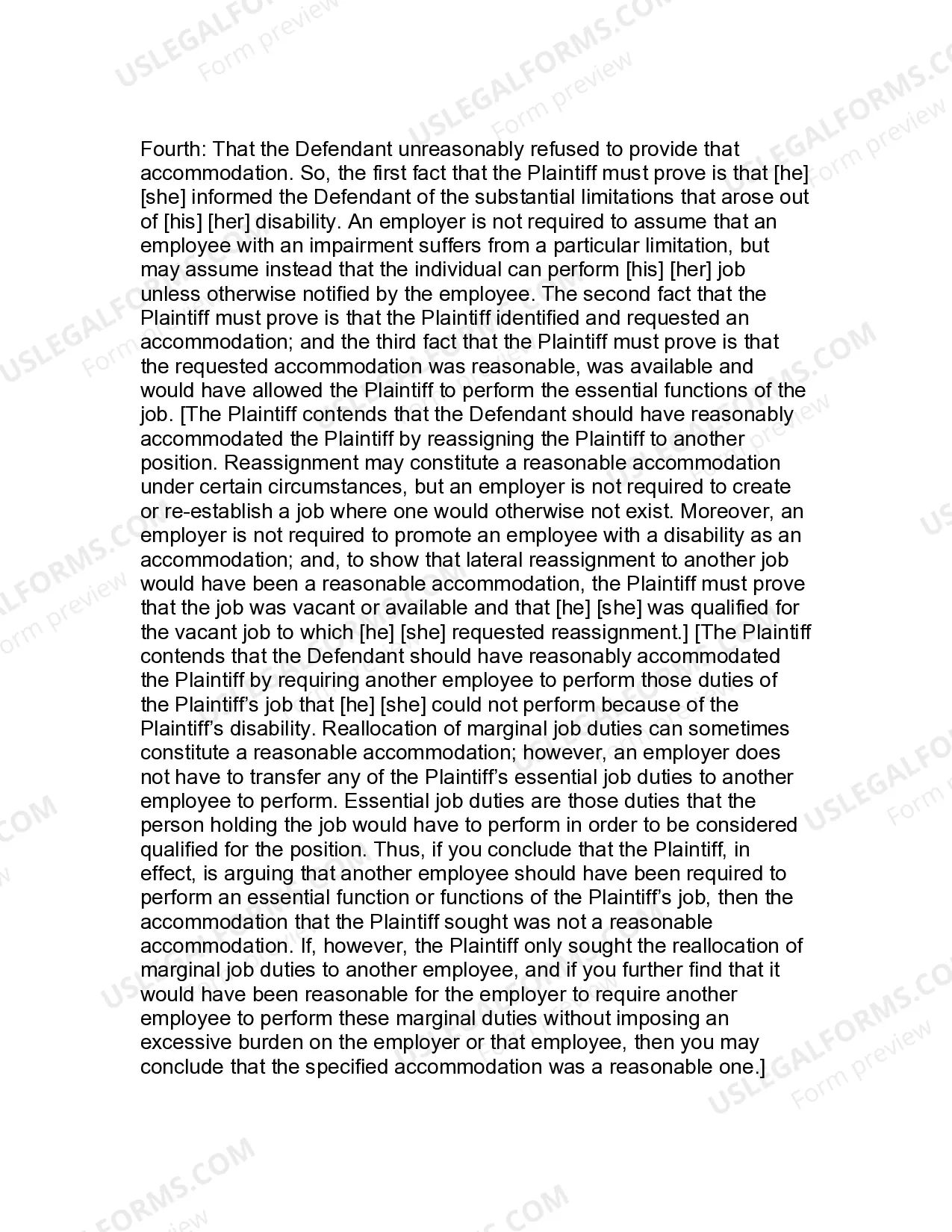 Preview Jury Instruction - 1.5.2 Reasonable Accommodation Claim