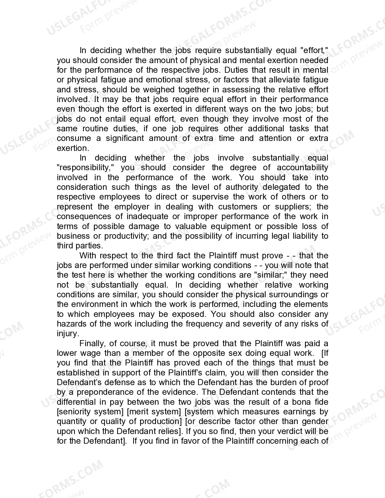 Preview Jury Instruction - 1.6.1 Equal Pay Act 29 USC Sect. 206 General Instruction