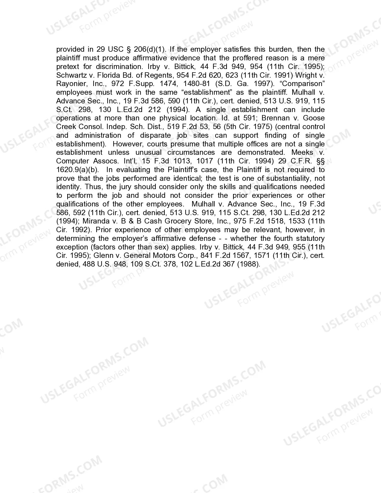 Preview Jury Instruction - 1.6.1 Equal Pay Act 29 USC Sect. 206 General Instruction