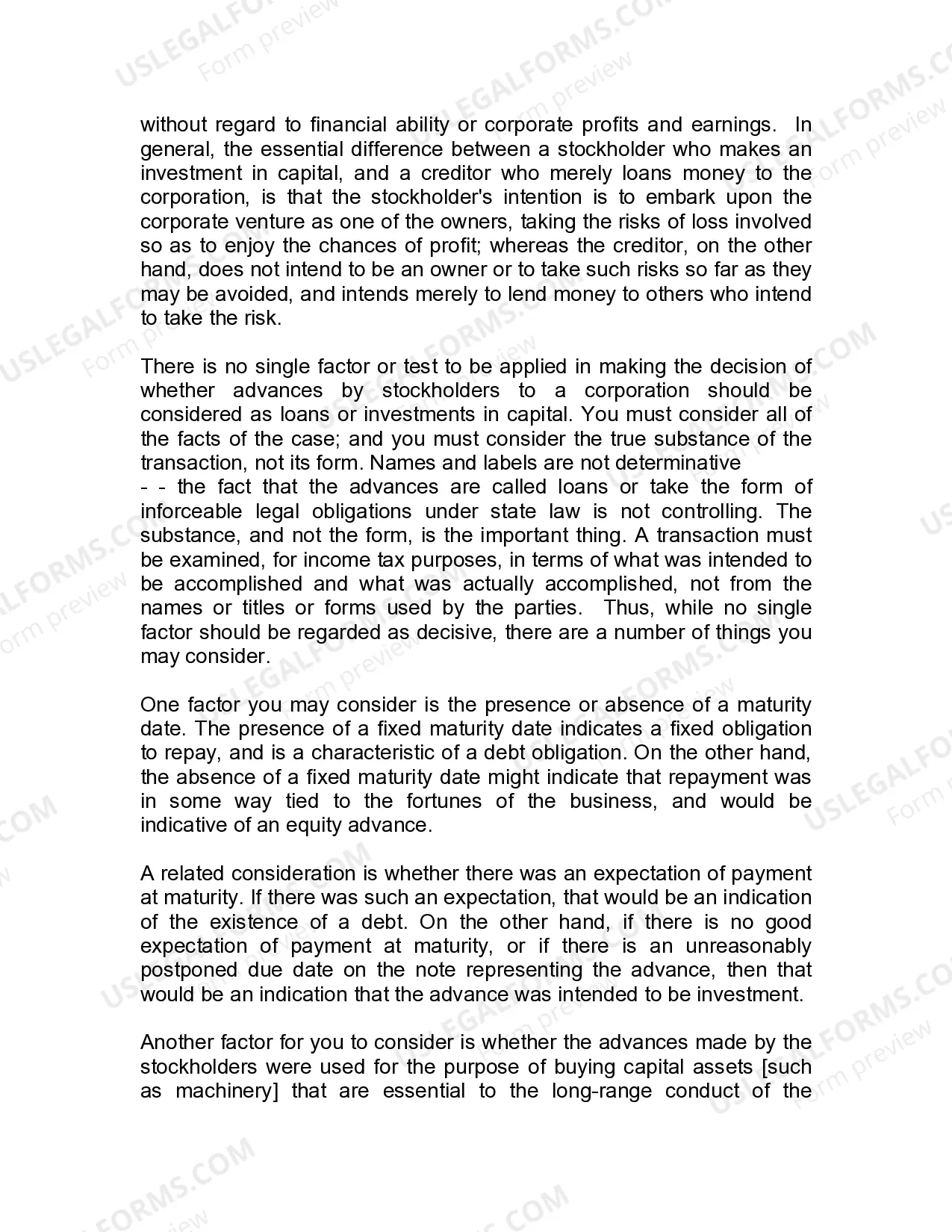 Preview Jury Instruction - 10.10.2 Debt vs. Equity