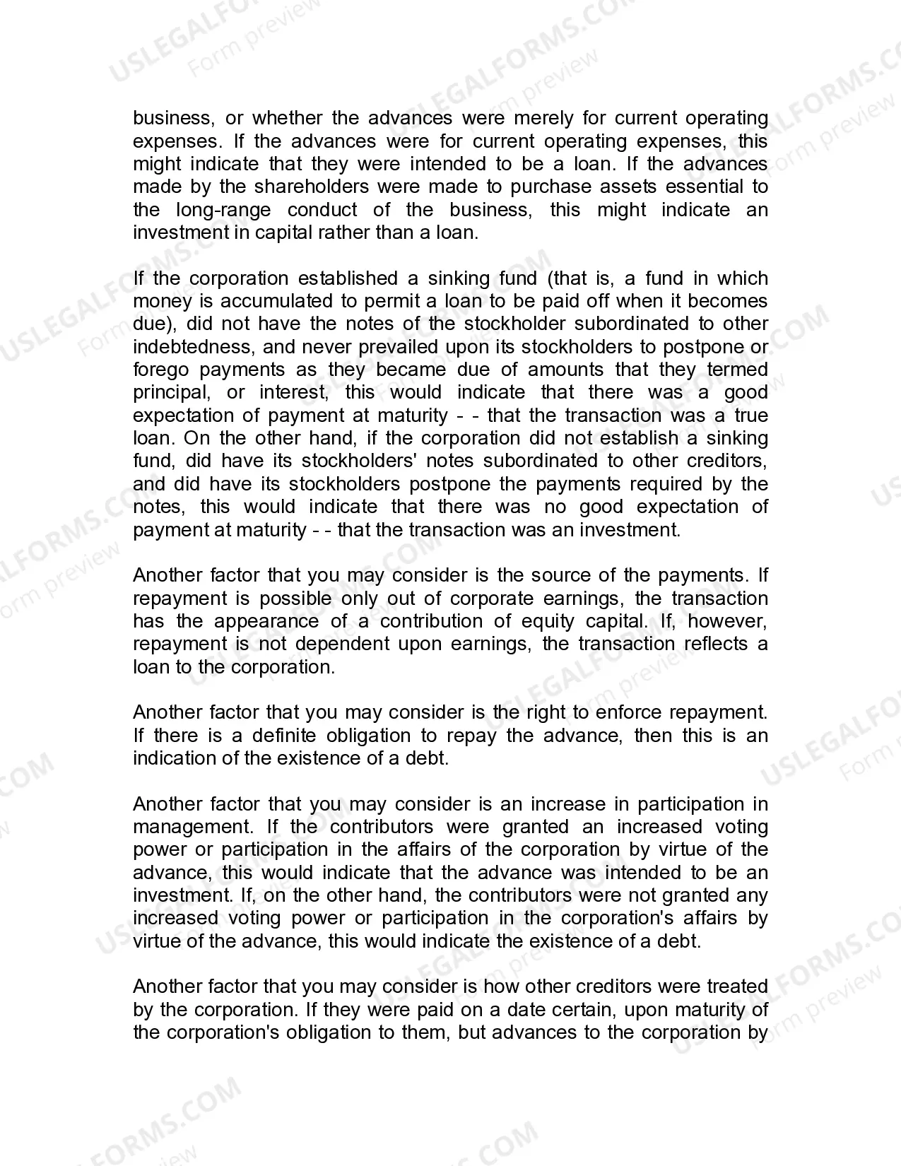 Preview Jury Instruction - 10.10.2 Debt vs. Equity