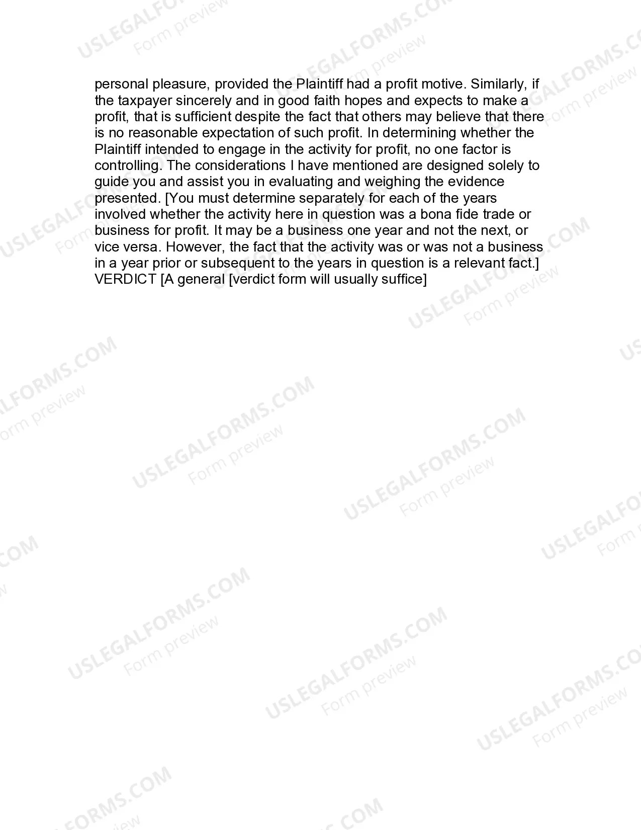 Preview Jury Instruction - 10.10.4 Business Loss vs. Hobby Loss
