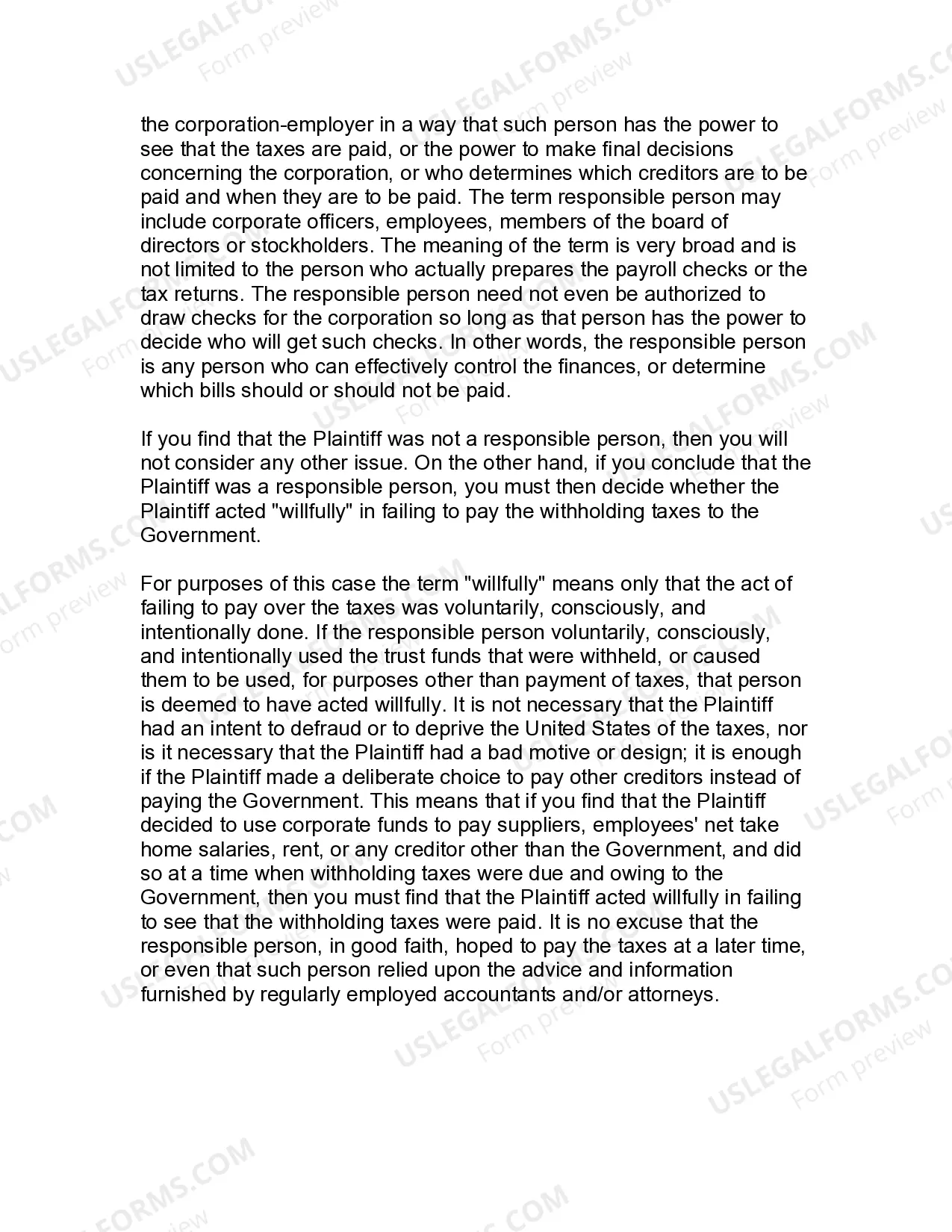 Preview Jury Instruction - 10.10.6 Section 6672 Penalty