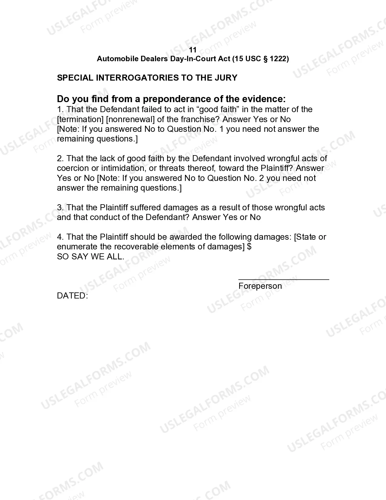 Preview Jury Instruction - 11.11.1 General Instruction