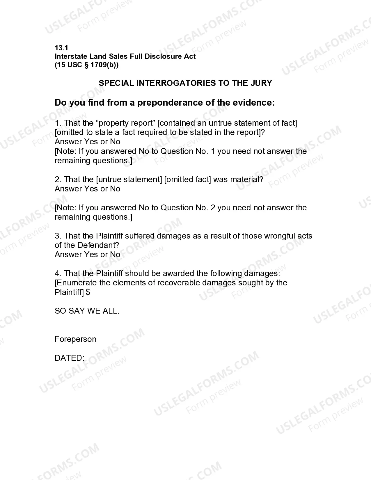 Preview Jury Instruction - 13.13.1 General Instruction