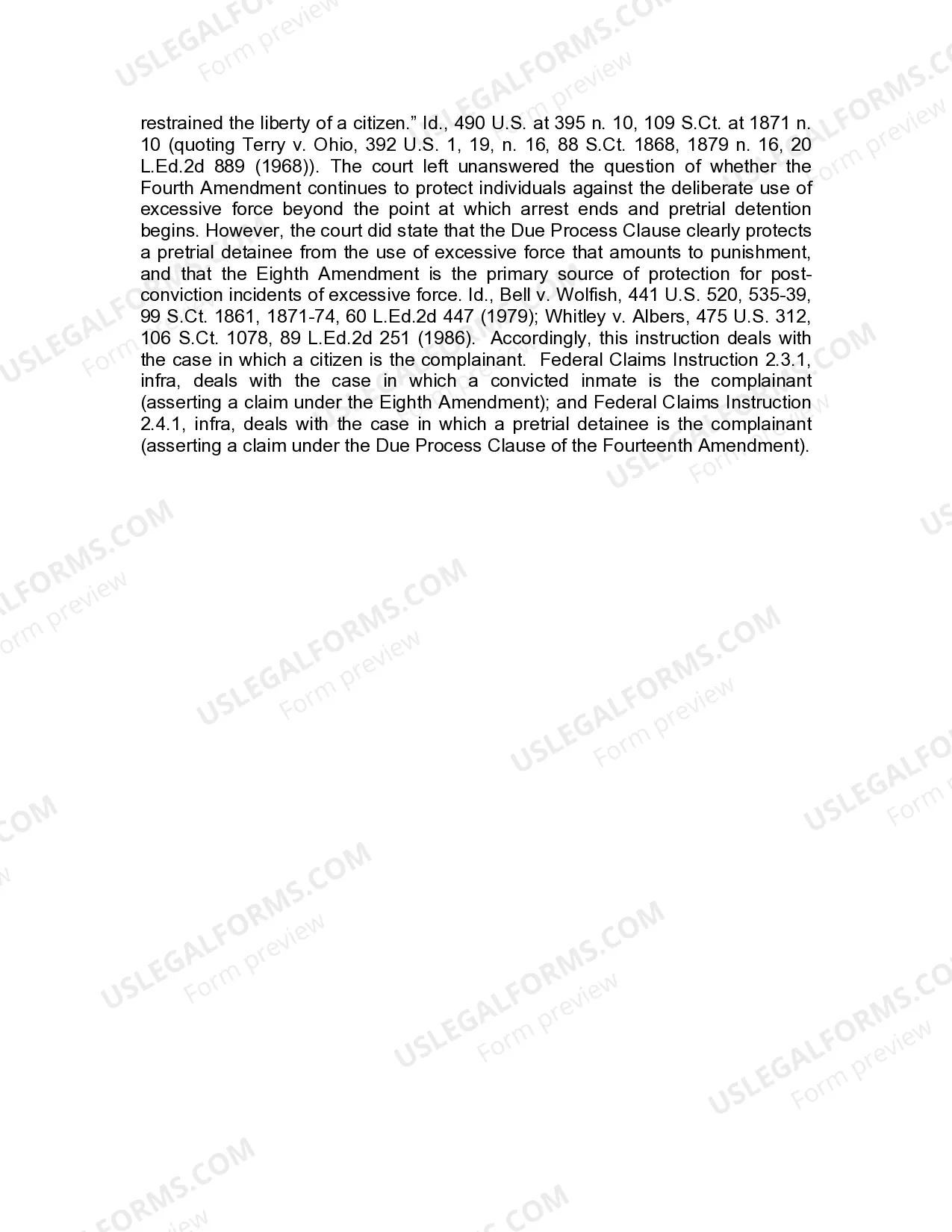 Preview Jury Instruction - 2.2.2 Fourth Amendment Claim Citizen Alleging Unlawful Arrest - Unlawful Search - Excessive Force