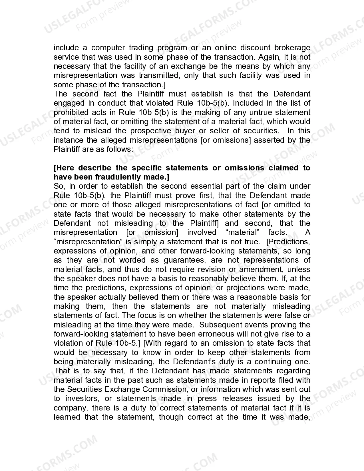 Preview Jury Instruction - 4.4.2 Rule 10(b) - 5(b) Misrepresentations - Omissions Of Material Facts