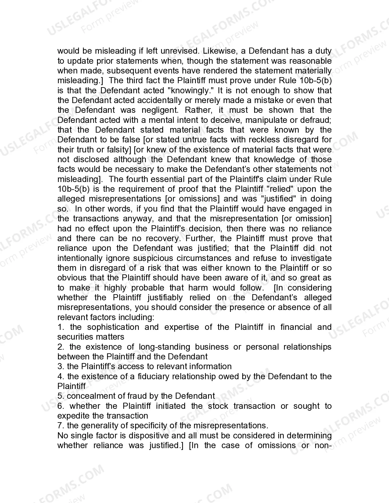 Preview Jury Instruction - 4.4.2 Rule 10(b) - 5(b) Misrepresentations - Omissions Of Material Facts