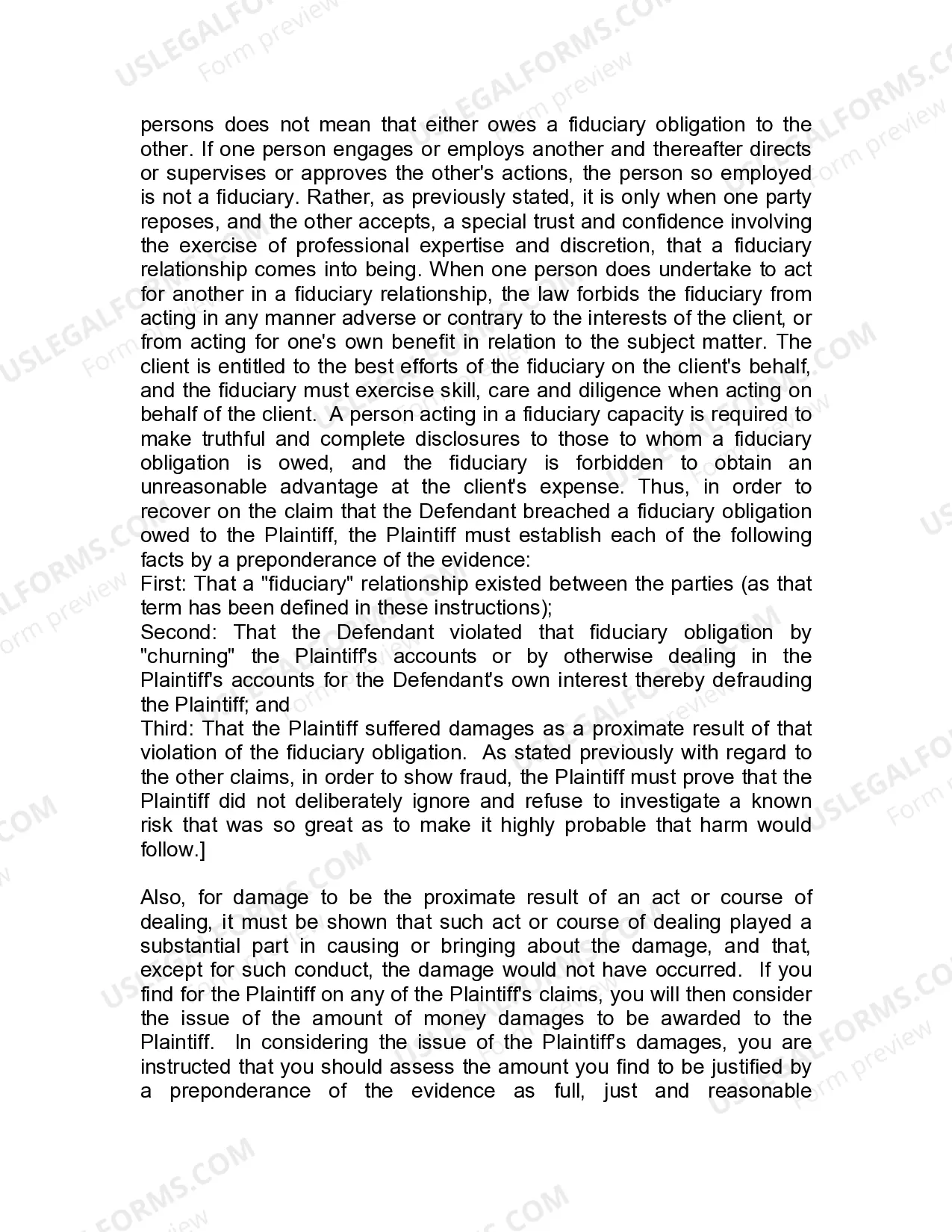 Preview Jury Instruction - 4.4.3 Rule 10(b) - 5(c) Fraudulent Practice or Course of Dealing Stockbroker Churning - Violation of Blue Sky Law and Breach of Fiduciary Duty