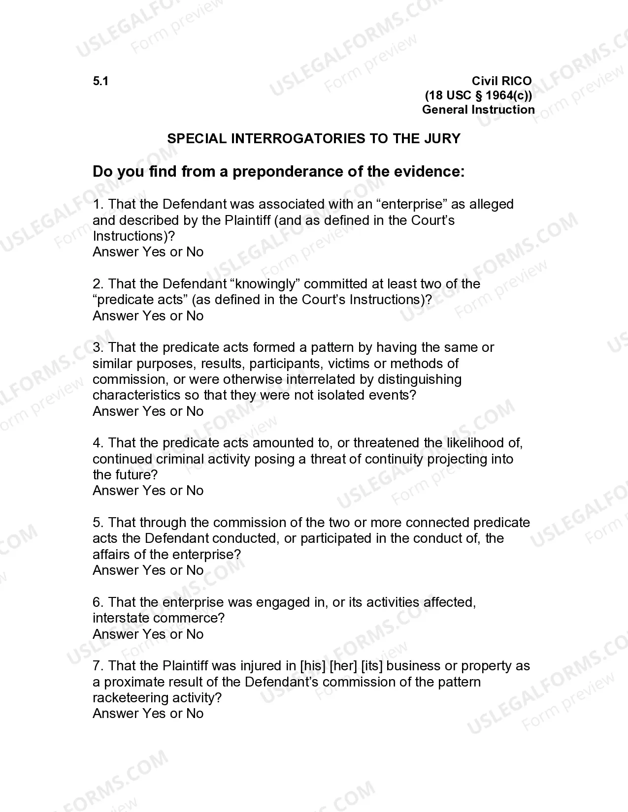 Preview Jury Instruction - 5.5.1 General Instruction