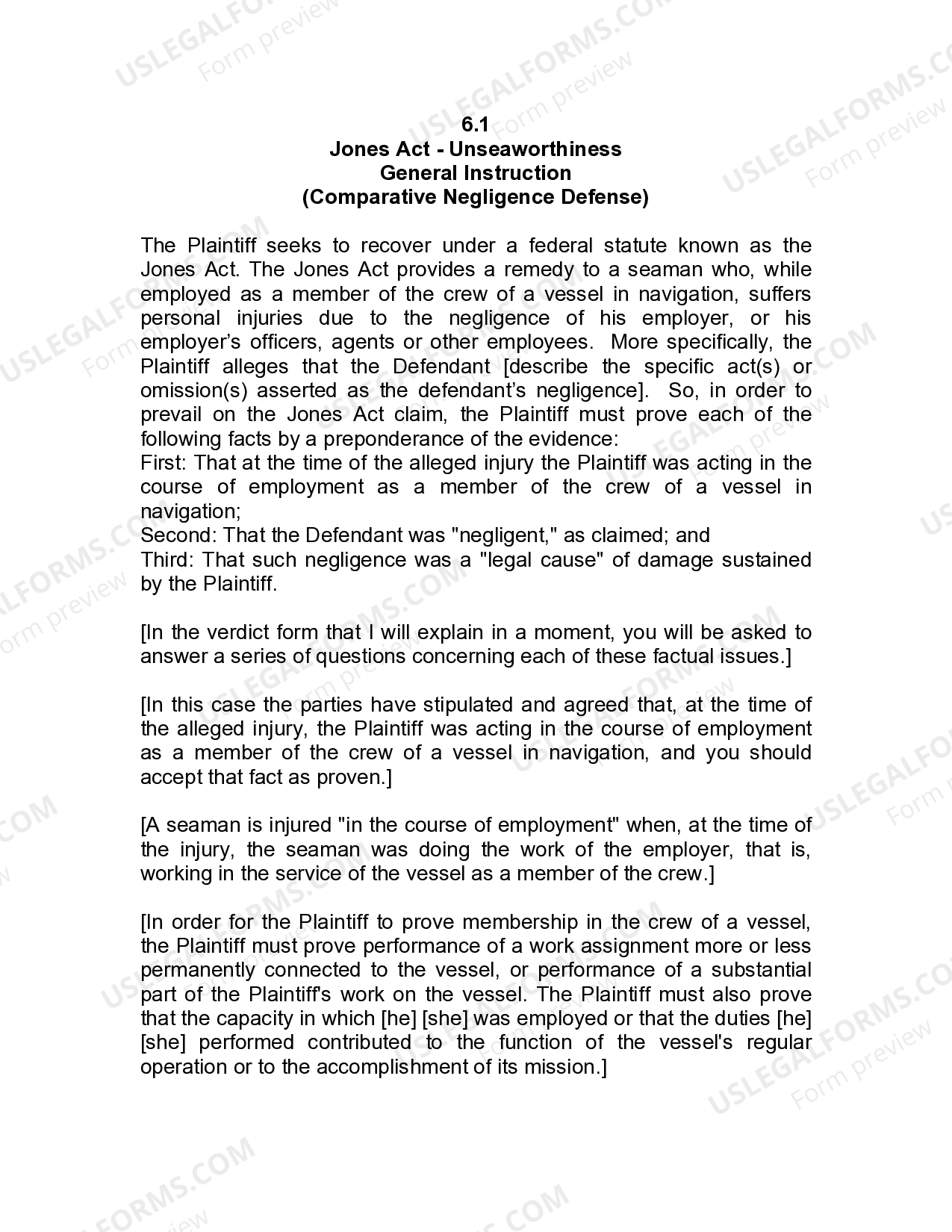 Jury Instruction 6.6.1 General Instruction Comparative Negligence