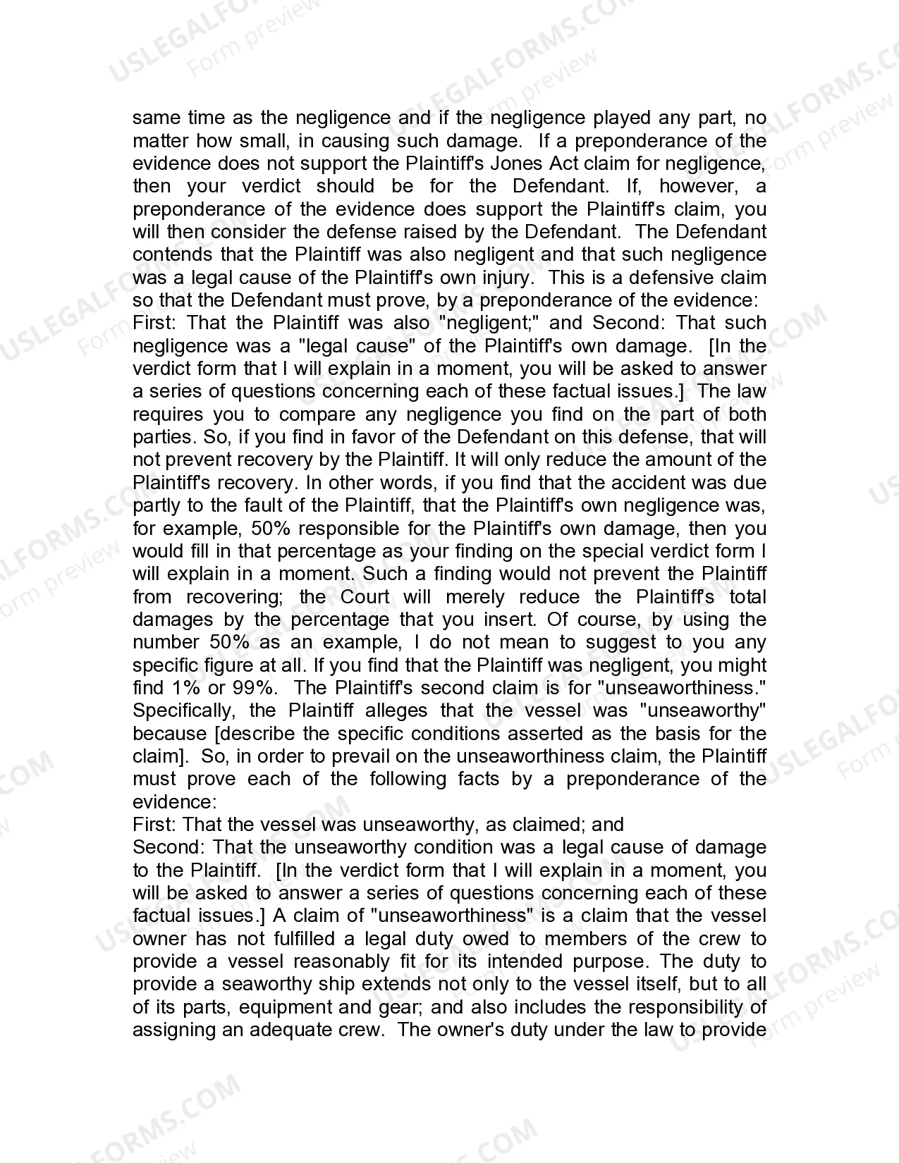 Preview Jury Instruction - 6.6.1 General Instruction - Comparative Negligence Defense