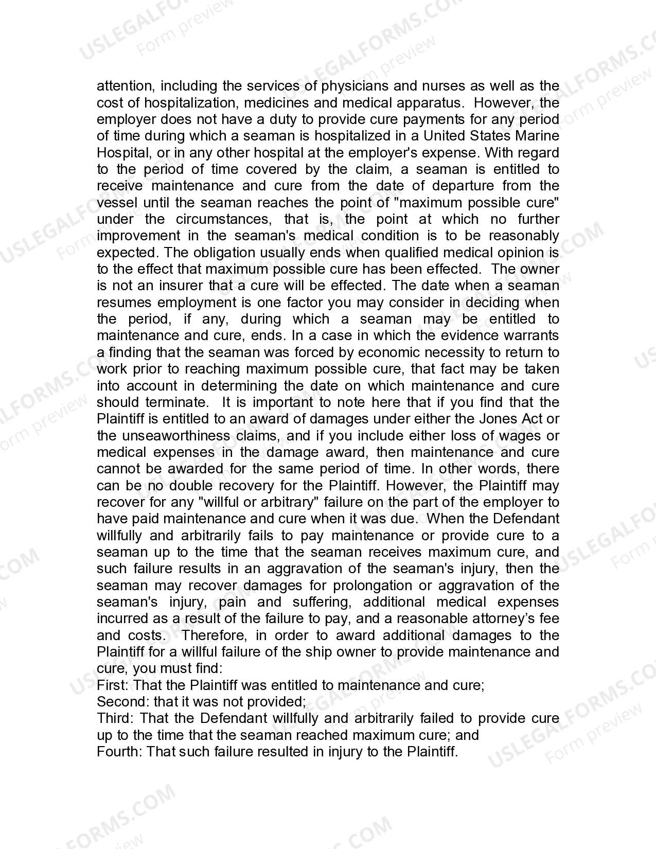 Preview Jury Instruction - 6.6.2 Maintenance And Cure