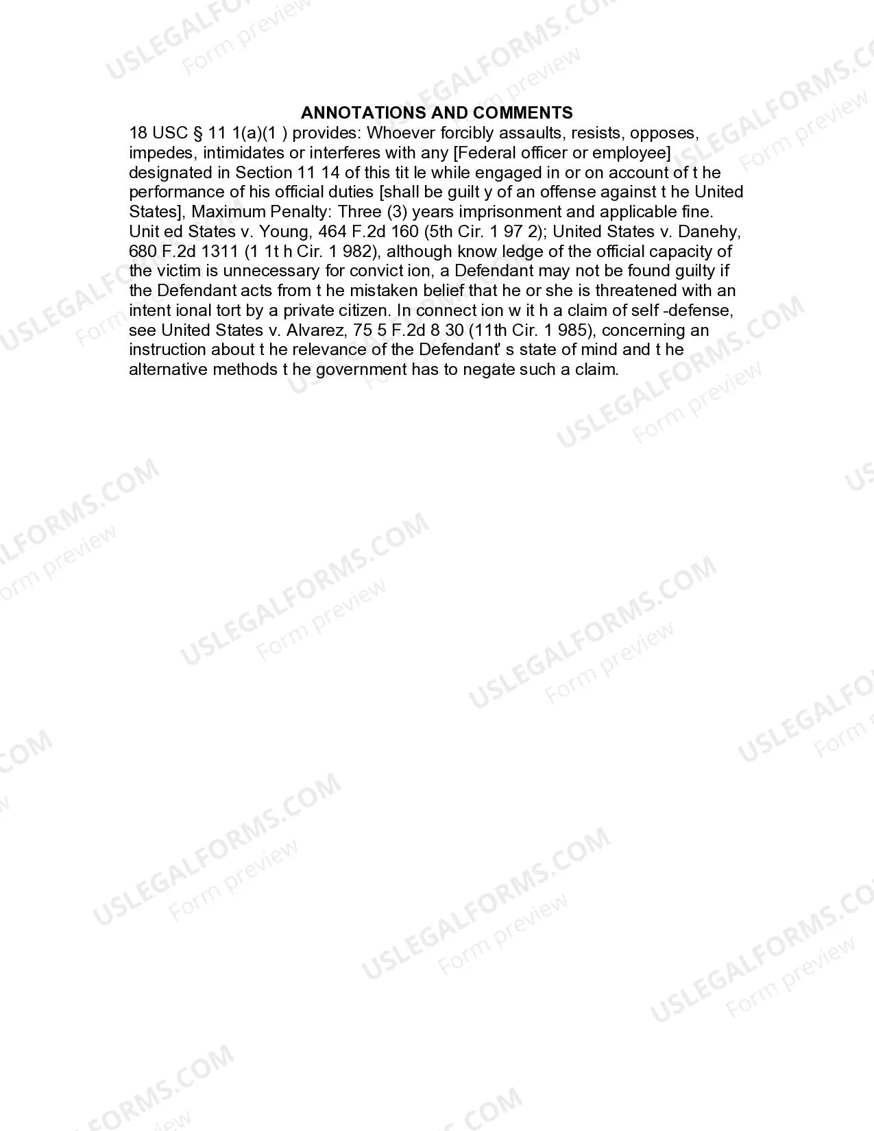 Preview Jury Instruction - Assaulting A Federal Officer - Without Use Of A Deadly Weapon