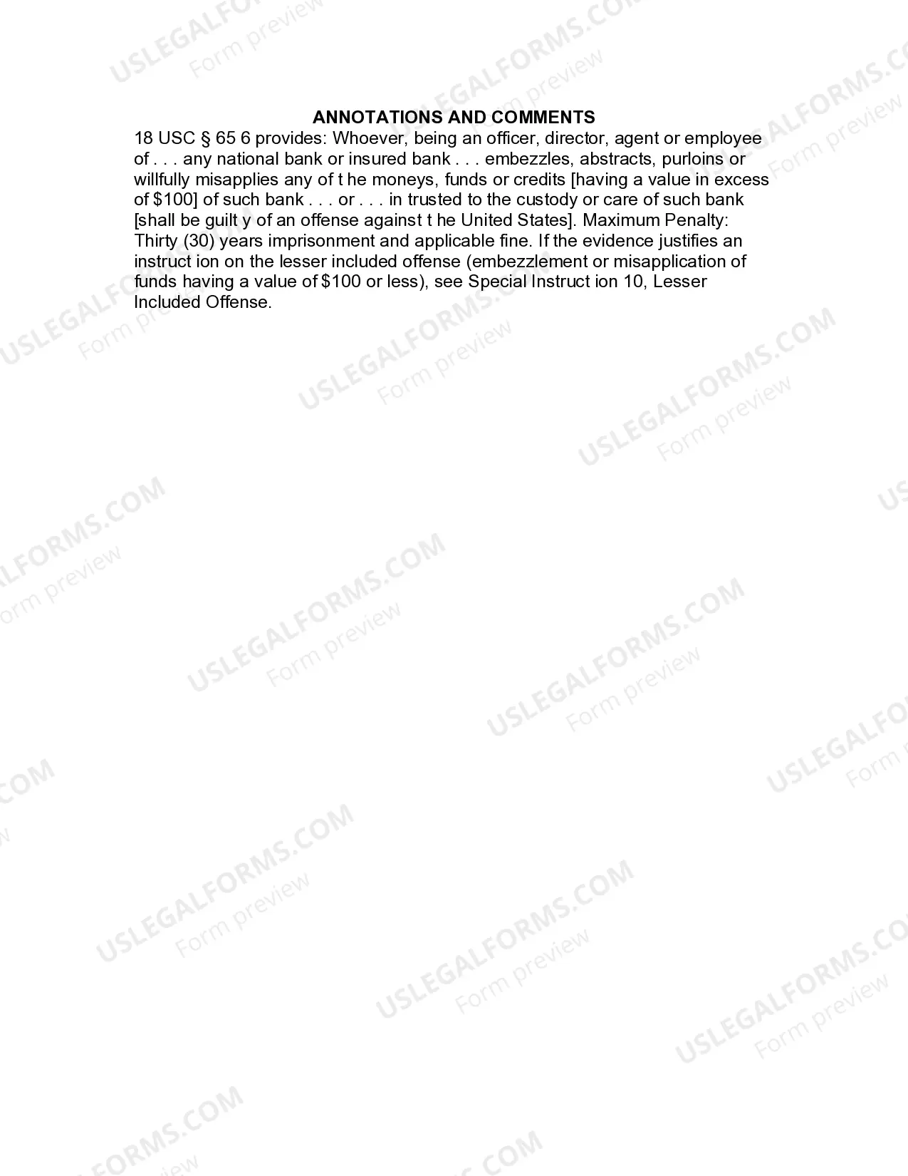 Preview Jury Instruction - Theft Or Embezzlement By Bank Employee