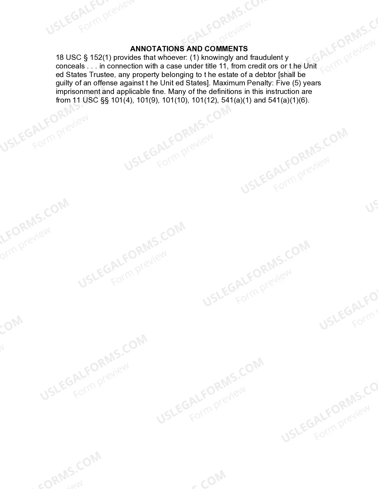 Preview Jury Instruction - Concealment Of Property Belonging To Bankruptcy Estate Of Debtor