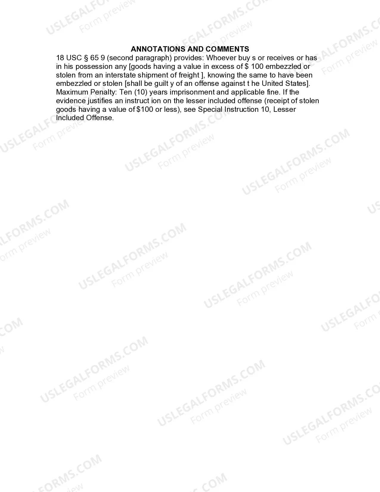 Preview Jury Instruction - Buying Or Receiving Goods Stolen From Interstate Shipment