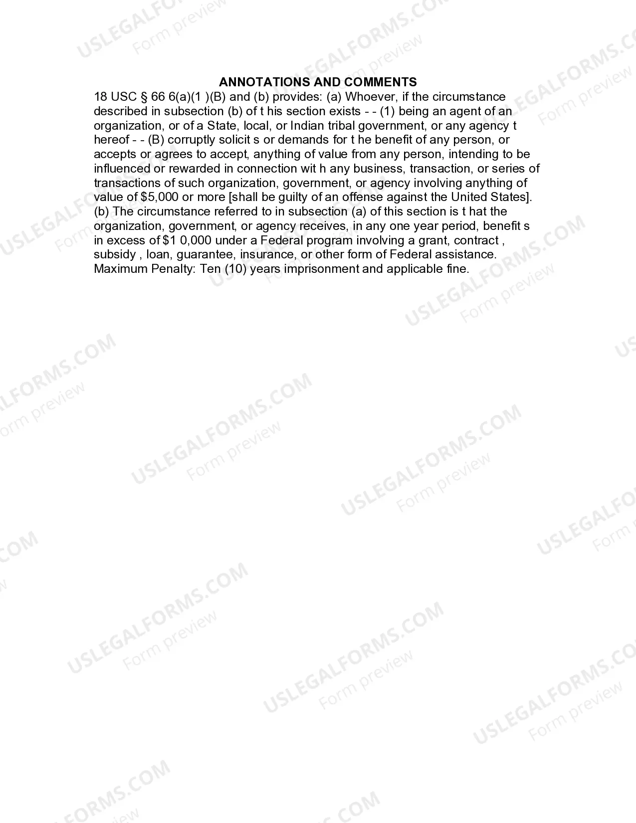 Preview Jury Instruction - Bribery Concerning Program Receiving Federal Funds