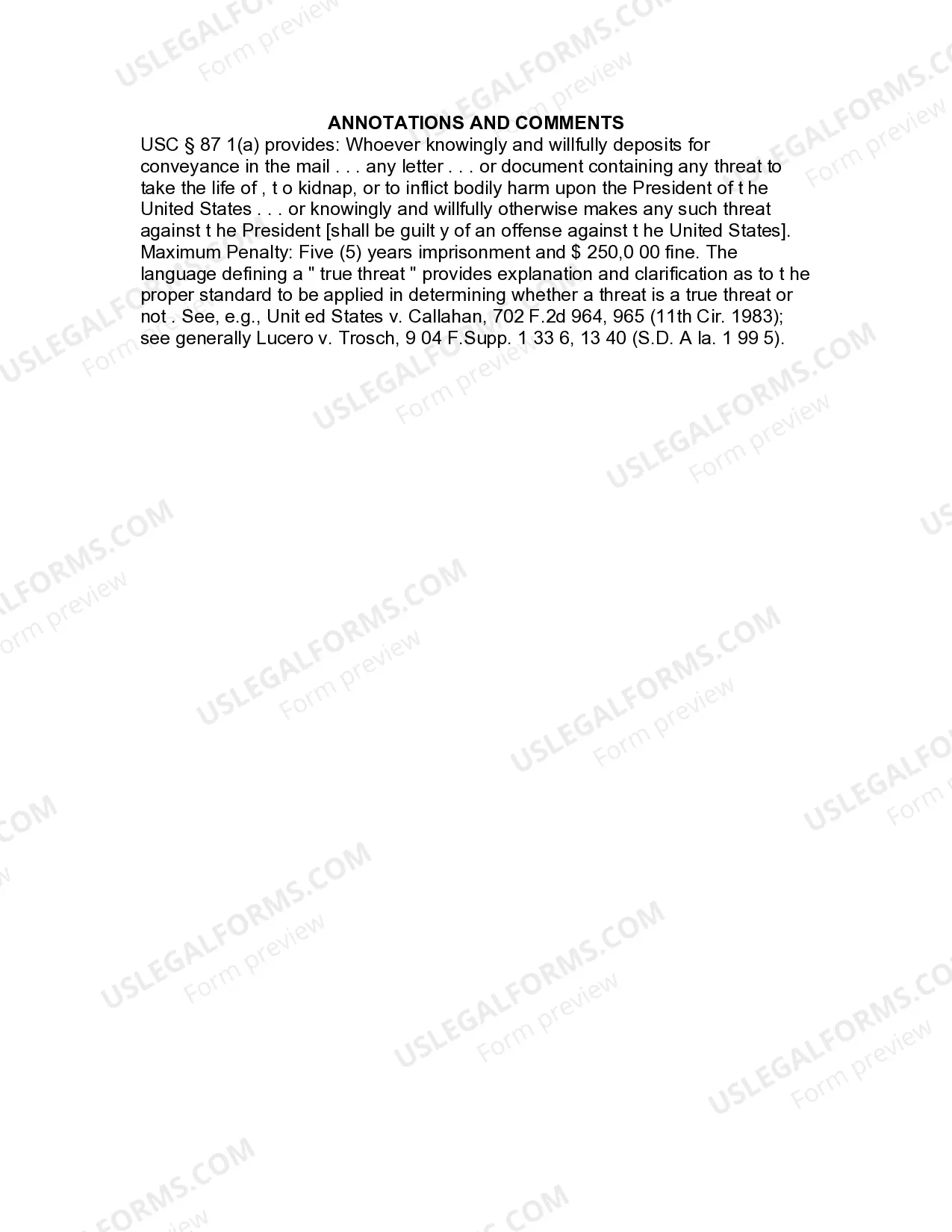 Preview Jury Instruction - Threats Against The President