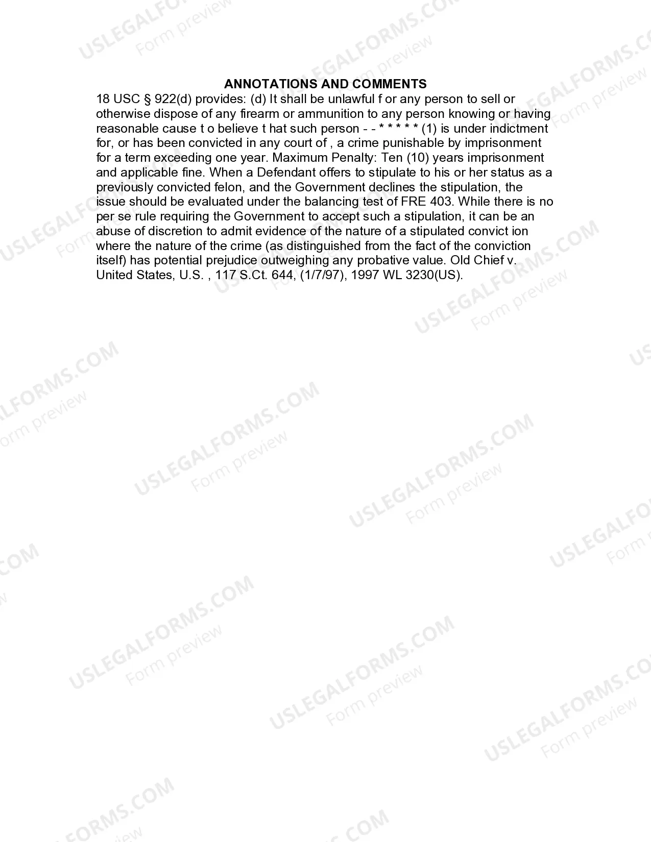 Preview Jury Instruction - Sale Of Firearm To Convicted Felon