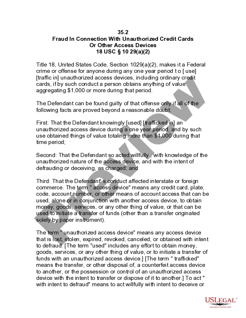 Travis Texas Jury Instruction Fraud In Connection With Credit Cards