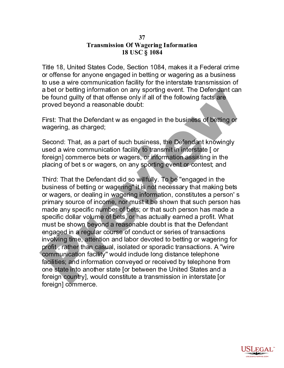 page 0 Jury Instruction - Transmission Of Wagering Information preview