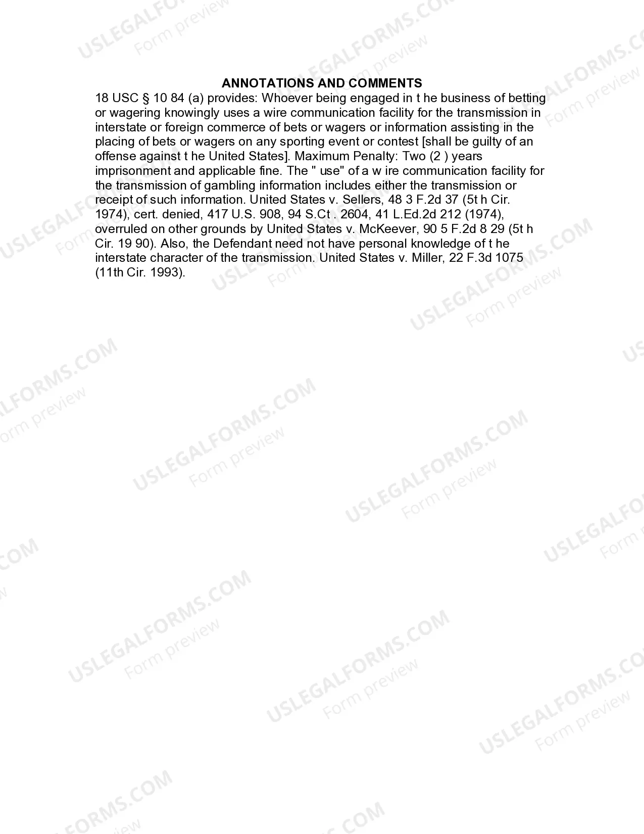 Preview Jury Instruction - Transmission Of Wagering Information
